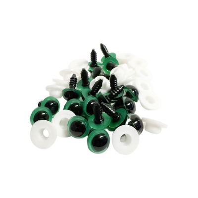 Gröna säkerhetsögon med vita låsbrickor, Circulo Amigurumi Safety Eyes, 10 par för amigurumis, dockor och gosedjur