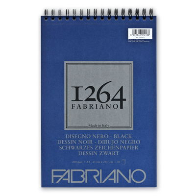 Ritblock Svart A4 Fabriano 1264 med spiral