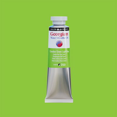 Georgian Water Mixable Oil Paint Cinnabar Green Light Hue 37 ml vattenlöslig oljefärg i tub på bakgrund i samma färg