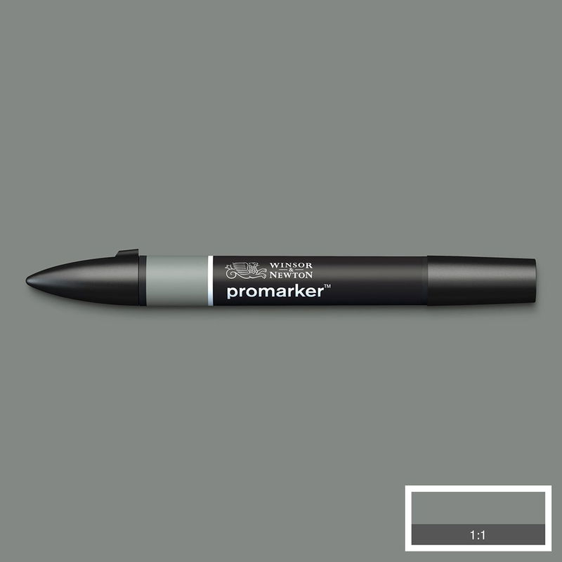 Winsor & Newton Promarker Ice Grey 5 IG5 marker med färgprov och bakgrund i samma ton