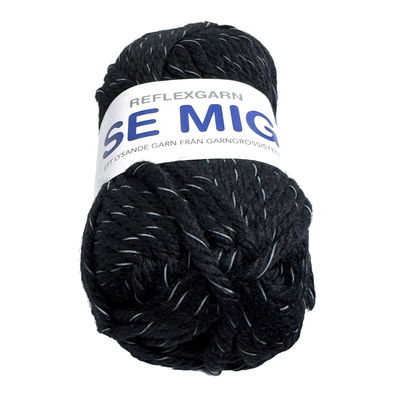 Se Mig Reflexgarn Svart 50 g Se Mig Reflexgarn Svart 50 g med reflextråd för stickning och virkning