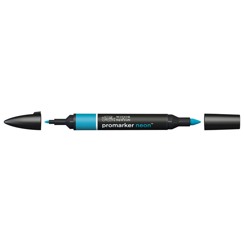 Winsor & Newton Promarker Neon Volt Blue NN BL marker med bred snedskuren spets och smal rund spets