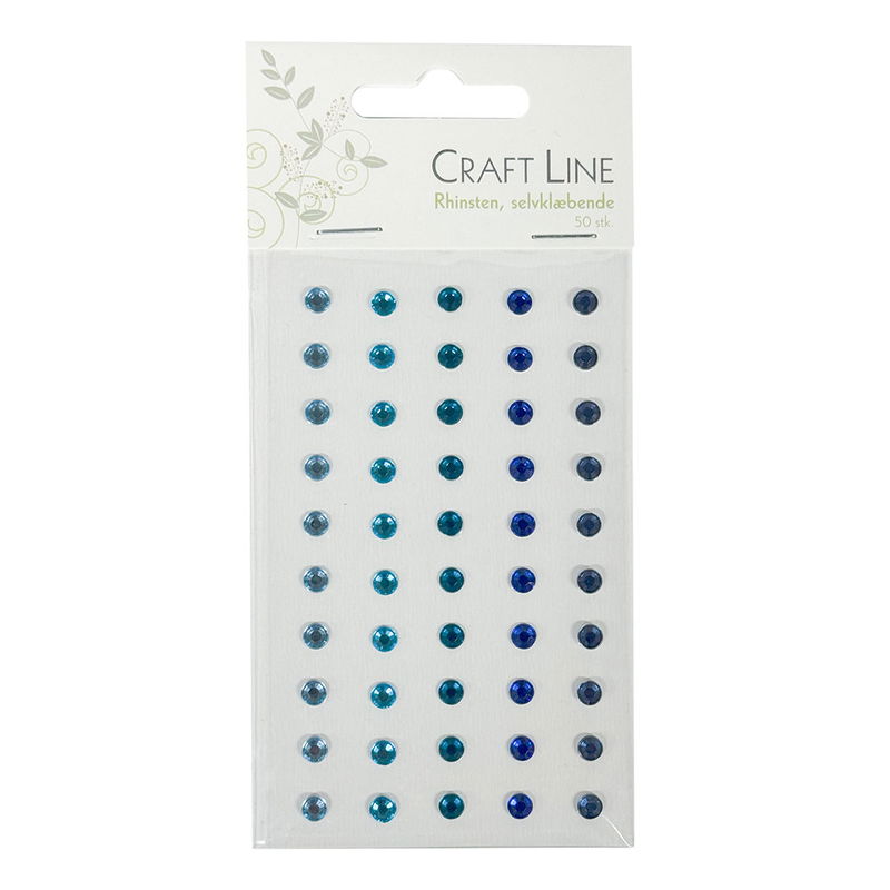Självhäftande rhinestones blå mix 5 mm, 50 st