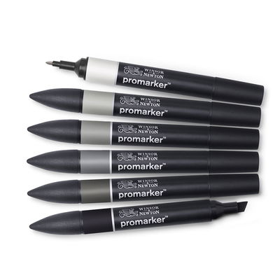 Winsor & Newton Promarker Neutral Tones 6 färger utlagda