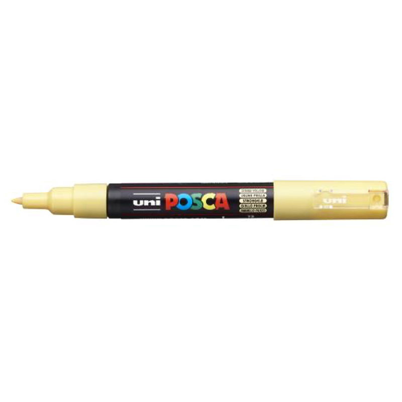 Posca PC-1MC Straw Yellow med spets synlig, öppen marker sedd från sidan