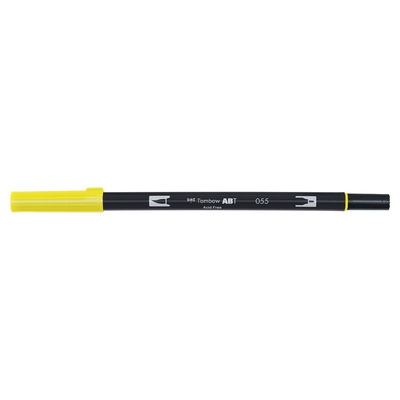 Vattenbaserad penna med två spetsar, en fineliner och en penselspets, Tombow ABT Dual Brush Process Yellow