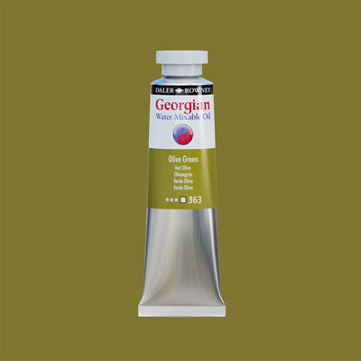 Georgian Water Mixable Oil Paint Olive Green 37 ml vattenlöslig oljefärg i tub på bakgrund i samma färg