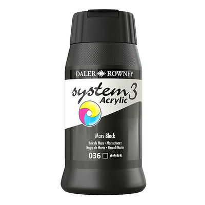 System3 Acrylic akrylfärg Mars Black 036 500 ml i flaska