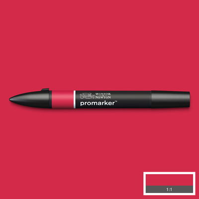 Winsor & Newton Promarker Poppy R565 Winsor & Newton Promarker Poppy R565 marker med färgprov och bakgrund i samma ton