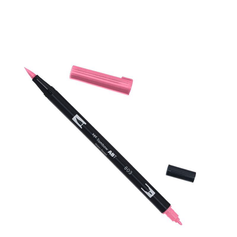 Tombow ABT Dual Brush, vattenbaserad penna med två spetsar, en fine och en brush,  Pink Punch 803