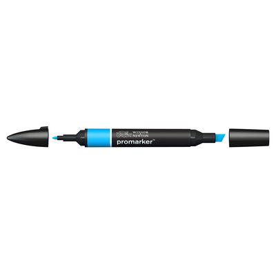 Winsor & Newton Promarker Cyan C847 marker med bred snedskuren spets och smal rund spets