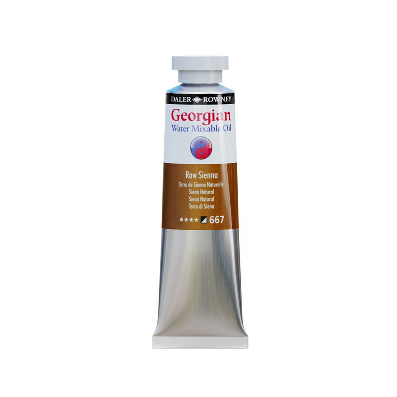 Georgian Water Mixable Oil Raw Sienna 37 ml vattenlöslig oljefärg i tub på vit bakgrund