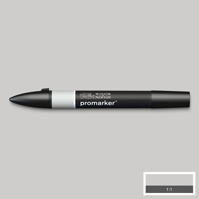 Winsor & Newton Promarker Cool Grey 3 CG3 marker med färgprov och bakgrund i samma ton