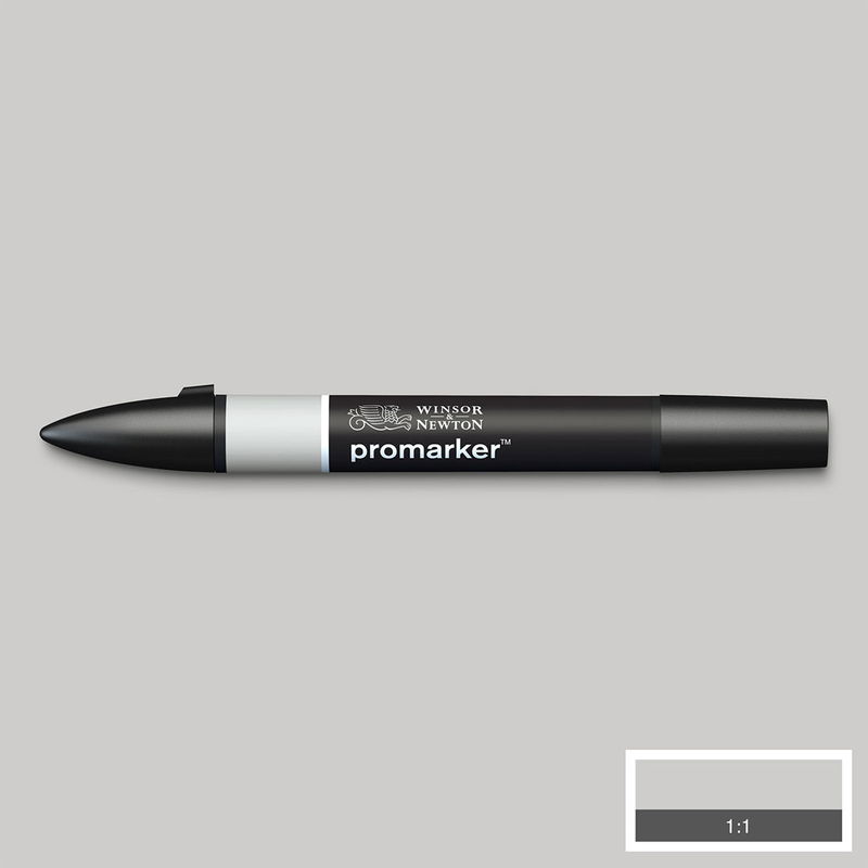 Winsor & Newton Promarker Cool Grey 3 CG3 marker med färgprov och bakgrund i samma ton