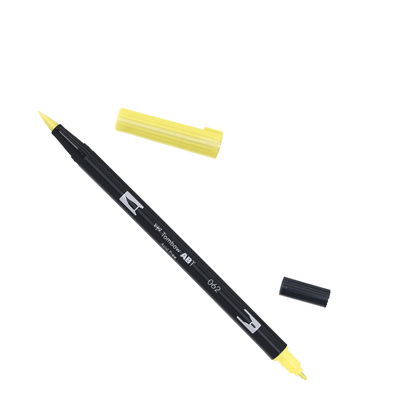Tombow ABT Dual Brush, vattenbaserad penna med två spetsar, en fine och en brush, Pale yellow 062