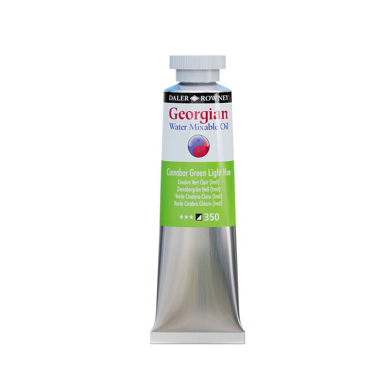 Georgian Water Mixable Oil Cinnabar Green Light Hue 37 ml vattenlöslig oljefärg i tub på vit bakgrund