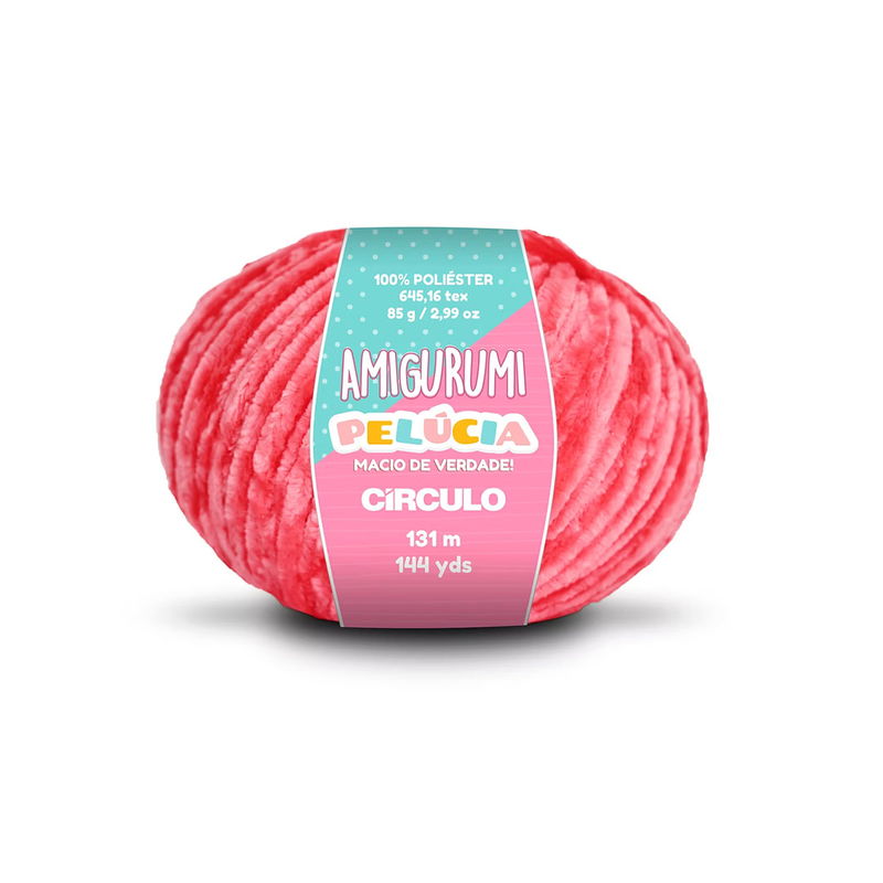 Circulo Amigurumi Pelúcia Red 85 g polyestergarn med sammetslen yta för amigurumis och gosedjur