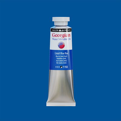 Georgian Water Mixable Oil Paint Cobalt Blue Hue 37 ml vattenlöslig oljefärg i tub på bakgrund i samma färg