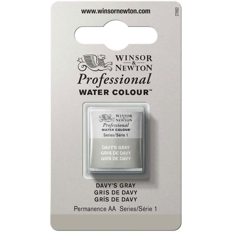 Förpackning med Winsor & Newton Professional akvarellfärg Davy's Gray halvkopp