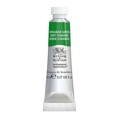 Förpackning med Winsor & Newton Professional akvarellfärg Cinnabar Green 5 ml tub
