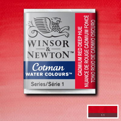 Winsor & Newton Cotman akvarellfärg halvkopp, Cadmium red deep hue