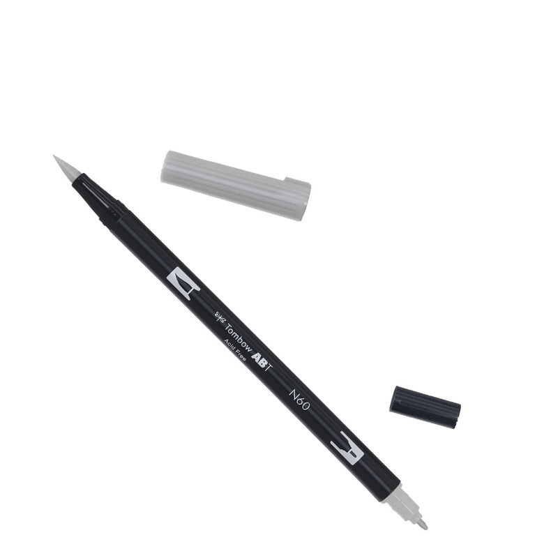 Tombow ABT Dual Brush, vattenbaserad penna med två spetsar, en fine och en brush, Cool Gray 6 N60