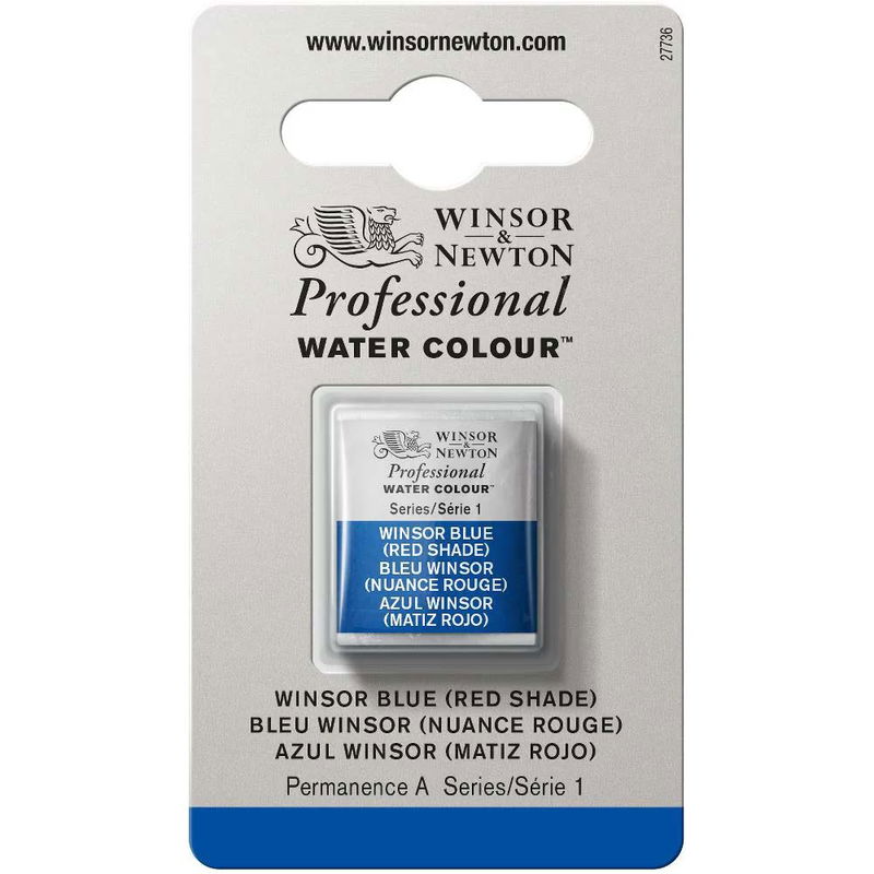 Förpackning med Winsor & Newton Professional akvarellfärg Winsor Blue (Red Shade) halvkopp