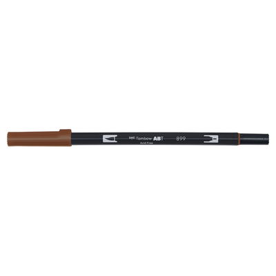Vattenbaserad penna med två spetsar, en fineliner och en penselspets, Tombow ABT Dual brush Redwood