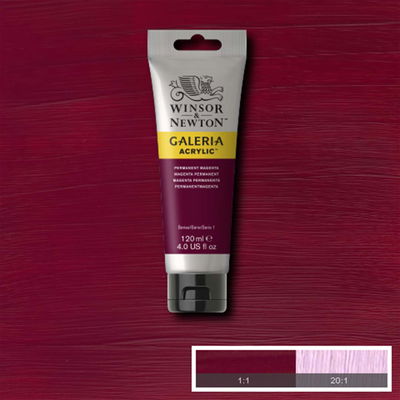 Tub med 120 ml akrylfärg. Winsor & Newton Galeria Permanent Magenta