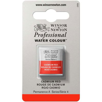 Förpackning med Winsor & Newton Professional akvarellfärg Cadmium Red halvkopp