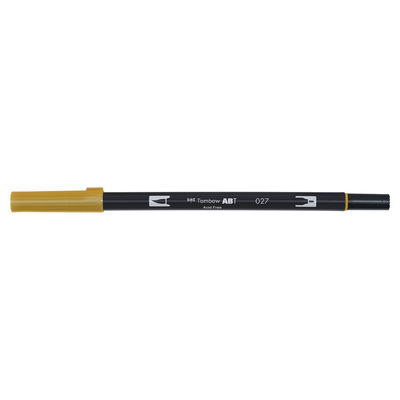 Vattenbaserad penna med två spetsar, en fineliner och en penselspets, Tombow ABT Dual Brush Dark Ochre