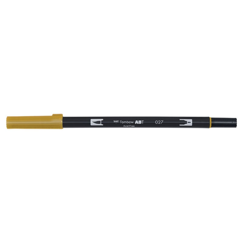 Vattenbaserad penna med två spetsar, en fineliner och en penselspets, Tombow ABT Dual Brush Dark Ochre