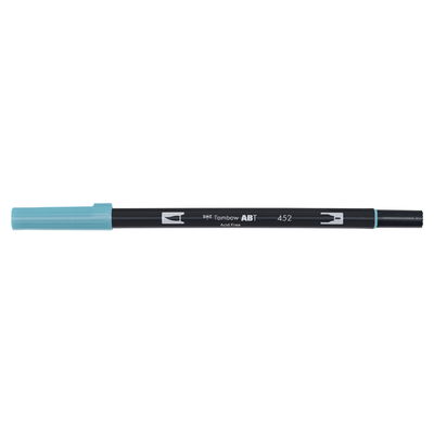Vattenbaserad penna med två spetsar, en fineliner och en penselspets, Tombow ABT Dual brush Process blue 452