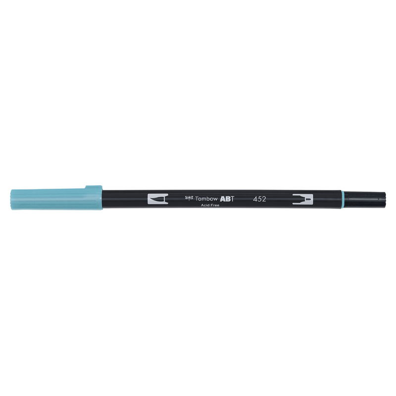 Vattenbaserad penna med två spetsar, en fineliner och en penselspets, Tombow ABT Dual brush Process blue 452