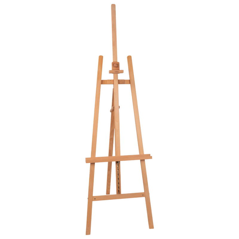 Forsman 626 studiostaffli i bokträ, A-ram med justerbar höjd och hållare för dukar upp till 135 cm.