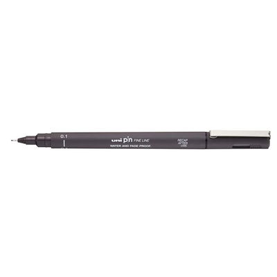 uni-pin fineliner, 0,1 Dark Grey. Ljusäkta och vattenresistent.