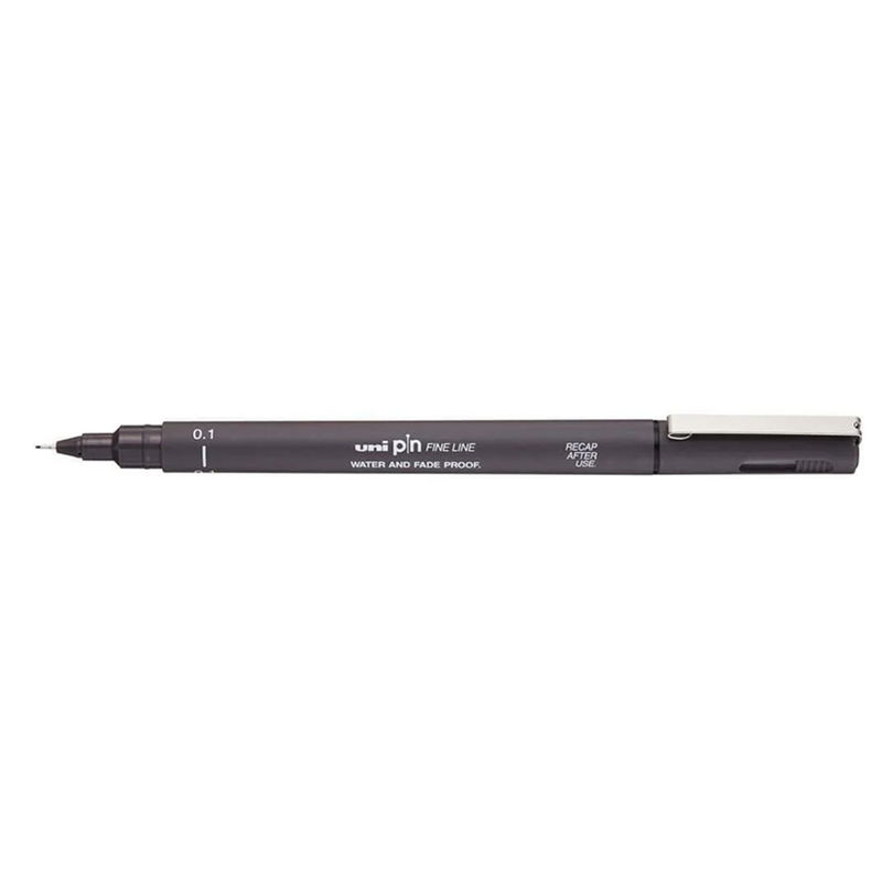 uni-pin fineliner, 0,1 Dark Grey. Ljusäkta och vattenresistent.