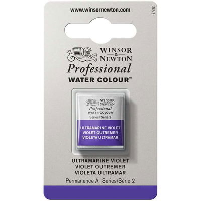 Förpackning med Winsor & Newton Professional akvarellfärg Ultramarine Violet halvkopp