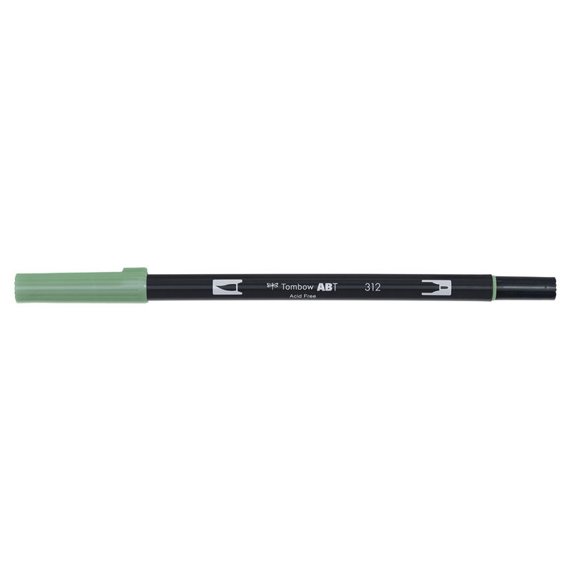 Vattenbaserad penna med två spetsar, en fineliner och en penselspets, Tombow ABT Dual Holly Green