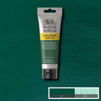 Tub med 120 ml akrylfärg. Winsor & Newton Galeria Permanent Green Middle