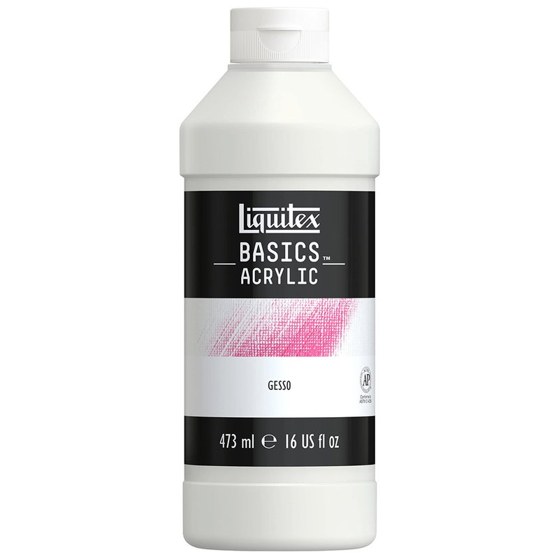 Liquitex Basics Gesso vit 473 ml flaska för grundering av canvas