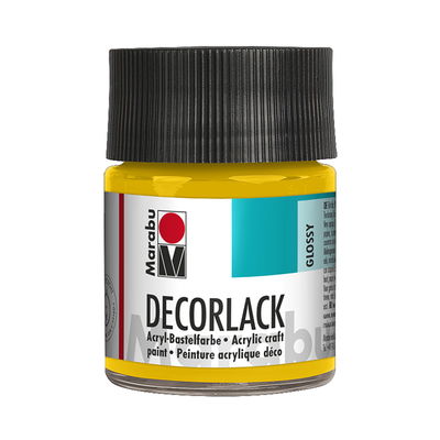 Marabu Dekorlack Acryl Medium Yellow glasflaska, 50 ml. Blank och väderbeständig färg.