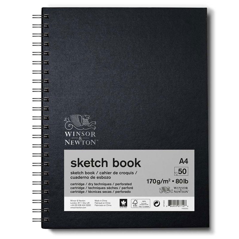 Winsor & Newton Sketch Book A4 spiralbundet 50 ark 170 g för skisser och teckning