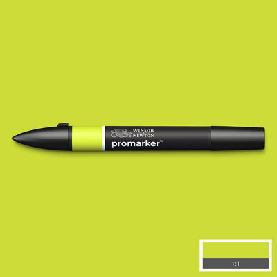 Winsor & Newton Promarker Lime Green G178 marker med färgprov och bakgrund i samma ton