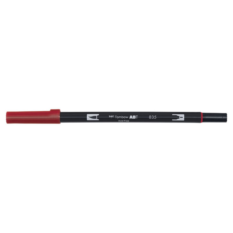 Vattenbaserad penna med två spetsar, en fineliner och en penselspets, Tombow ABT Dual brush Persimmon