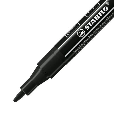 Närbild på spetsen av STABILO FREE Acrylic Marker T100 Black