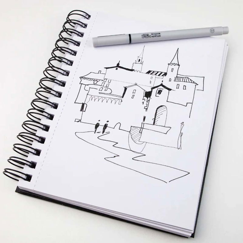 Skiss med fineliner i Winsor & Newton Sketch Pad