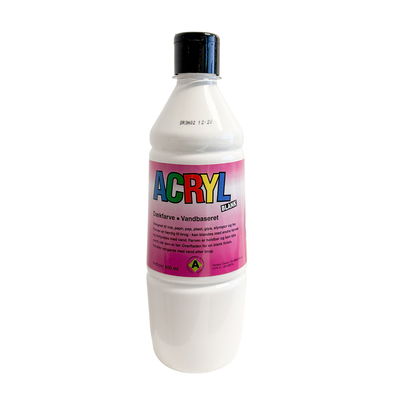 Fantasy Colour Vit 500 ml flaska med vit akrylfärg, Fantasy Colour