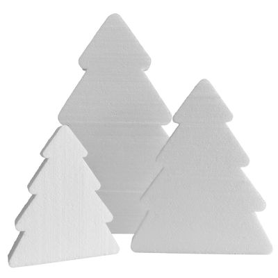 Frigolitgranar 15-36 cm Tre frigolitgranar av styrofoam i storlekarna 15, 24 och 36 cm för dekoration och julpyssel