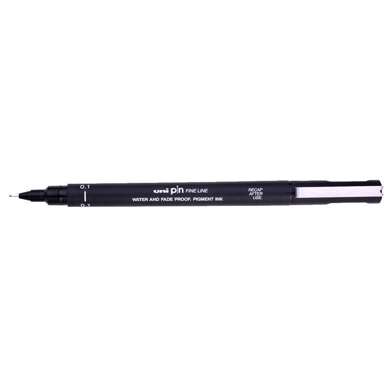 uni-pin fineliner, 0,1 Black. Ljusäkta och vattenresistent.
